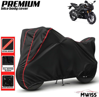 Mwiss Waterproof Two Wheeler Cover for Yamaha(R15 V3, Black, Red)