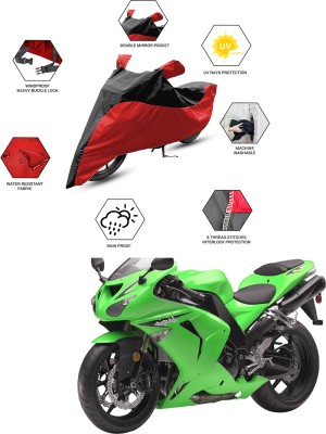 FurniGully Two Wheeler Cover for Kawasaki(Ninja ZX 10R, Black, Red)