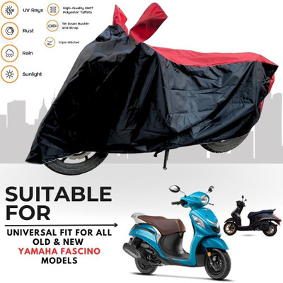 MADAFIYA Two Wheeler Cover for Yamaha(Fascino BS6, Black, Red)
