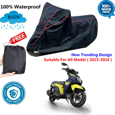 AutoGalaxy Waterproof Two Wheeler Cover for TVS(Ntorq 125, Black, Red)