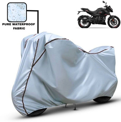 Delphinium Waterproof Two Wheeler Cover for Bajaj(Pulsar 250, Silver, Black)