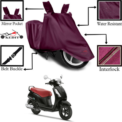 KEDIT Two Wheeler Cover for Suzuki(Access 125, Maroon)