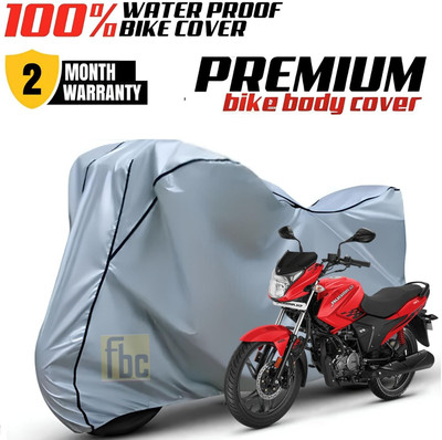 FBC Waterproof Two Wheeler Cover for Hero(Glamour BS6, Silver, Black)