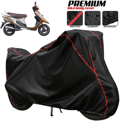 xodi Two Wheeler Cover for TVS(Scooty Pep Plus, Black, Red, Multicolor)