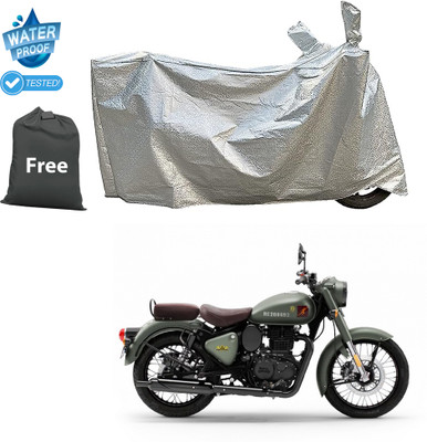 CODOKI Waterproof Two Wheeler Cover for Royal Enfield(Classic 350 Signals, Silver)