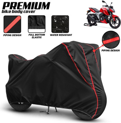Mwiss Waterproof Two Wheeler Cover for TVS(Apache RTR 160, Black, Red)