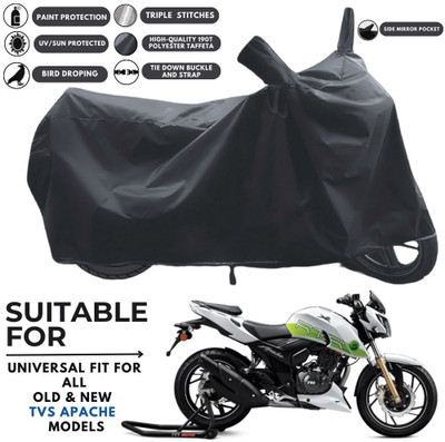 MADAFIYA Two Wheeler Cover for TVS(Apache RTR 200 Fi E100, Black)