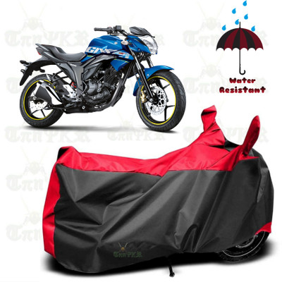sowelar Waterproof Two Wheeler Cover for Suzuki(Gixxer, Red, Black)