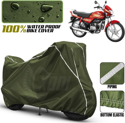 xodi Waterproof Two Wheeler Cover for Hero(HF Deluxe BS6, Green, White)