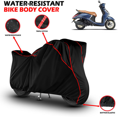 GKG Waterproof Two Wheeler Cover for Yamaha(Fascino, Black, Red)
