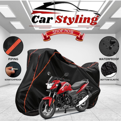 Car Styling Waterproof Two Wheeler Cover for Honda(CB Shine SP, Black, Red)