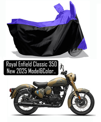 Amexride Two Wheeler Cover for Royal Enfield(Classic 350, Blue, Black)