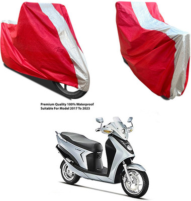 AutoGalaxy Waterproof Two Wheeler Cover for Hero(Leap Hybrid SES BS6, Silver, Red)