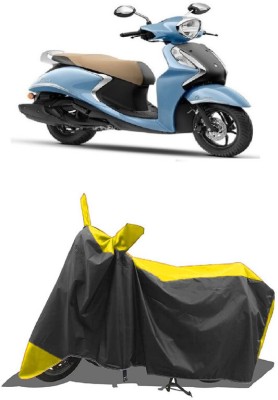 SUGASHRI Waterproof Two Wheeler Cover for Yamaha(Fascino BS6, Yellow, Black)