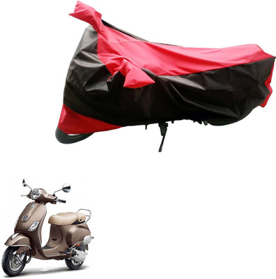 Mdstar Waterproof Two Wheeler Cover for Piaggio(Vespa VXL, Black, Red)