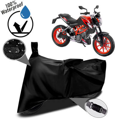 ROYAL AUTO MART Waterproof Two Wheeler Cover for KTM(200 Duke, Black)