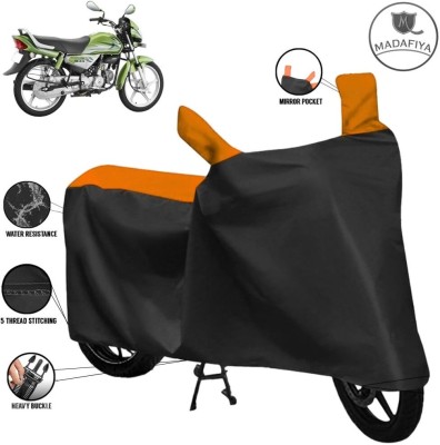 MADAFIYA Waterproof Two Wheeler Cover for Hero(HF Deluxe Eco, Black, Orange)