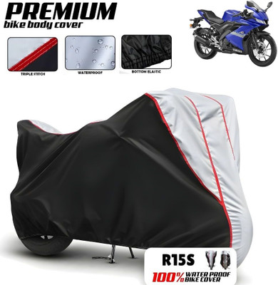 Mwiss Waterproof Two Wheeler Cover for Yamaha(R15S, Black, Silver)