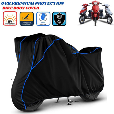Delphinium Waterproof Two Wheeler Cover for Hero Electric(Electric Scooter, Black, Blue)