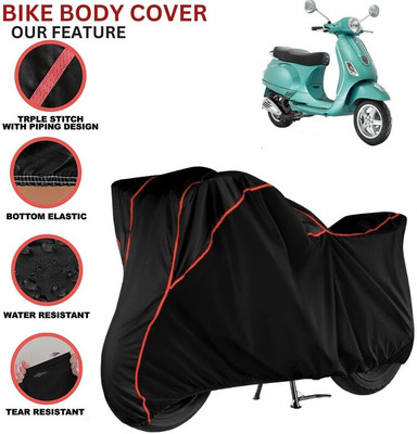 kerwa Waterproof Two Wheeler Cover for Vespa(Vespa, Black, Red)
