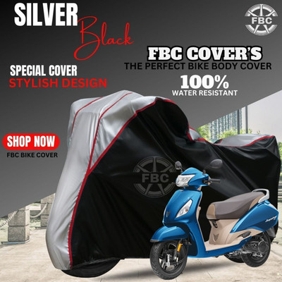 AUTOCAD Waterproof Two Wheeler Cover for TVS(Jupiter, Black, Silver)