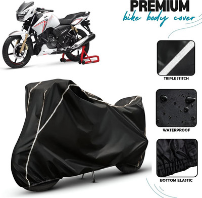Starvin Waterproof Two Wheeler Cover for TVS(Apache RTR 160, Black, White)