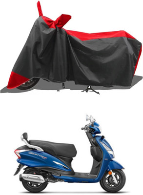 RAQTRO Two Wheeler Cover for Hero(New Glamour BS6, Black, Red)
