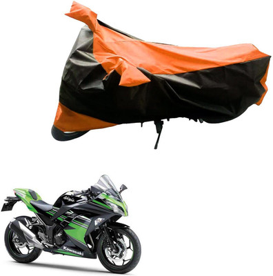 Mdstar Waterproof Two Wheeler Cover for Kawasaki(Ninja, Black, Orange)