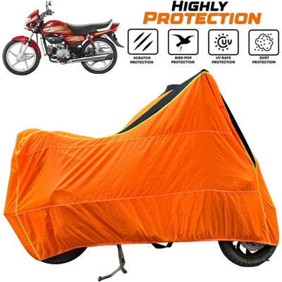 ZAQE Waterproof Two Wheeler Cover for Hero(CD deluxe, Black, Orange)