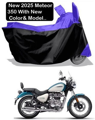 Amexride Two Wheeler Cover for Royal Enfield(Meteor 350, Blue, Black)