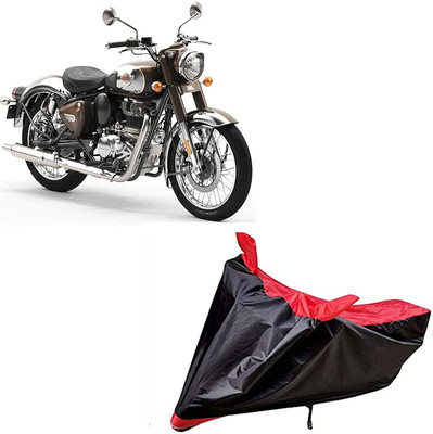 DeepShakshi AUTOMOTIVE Waterproof Two Wheeler Cover for Royal Enfield(Classic 350, Black, Red)