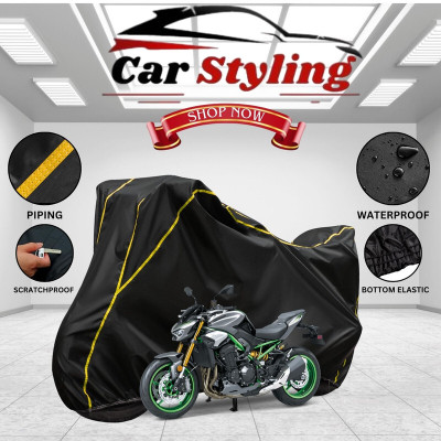 Car Styling Waterproof Two Wheeler Cover for Kawasaki(Z900 BS6, Black, Yellow)