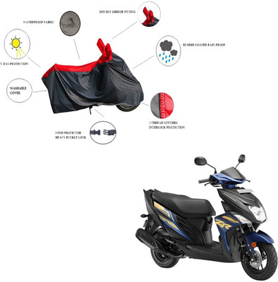 RiderShine Waterproof Two Wheeler Cover for Yamaha(Cygnus Ray ZR, Black, Red)