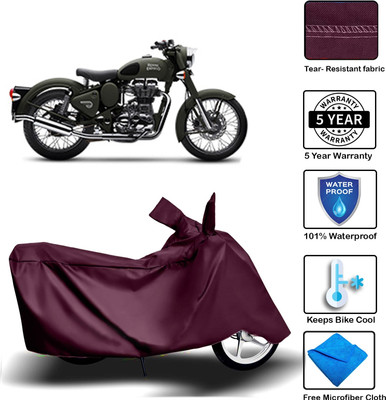 MISSION COLLECTION Waterproof Two Wheeler Cover for Royal Enfield(Bullet 350, Maroon)