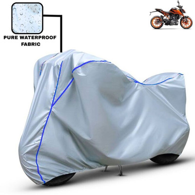Delphinium Waterproof Two Wheeler Cover for KTM(200 Duke, Silver, Blue)