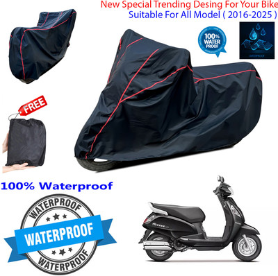 OliverX Waterproof Two Wheeler Cover for Suzuki(Access 125, Black)
