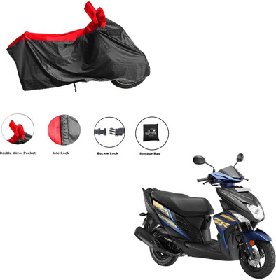 RiderShine Waterproof Two Wheeler Cover for Yamaha(Cygnus Ray ZR, Black, Red)