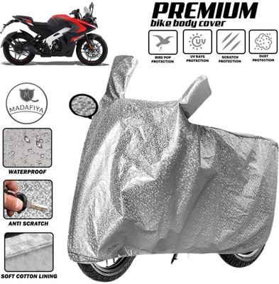 MADAFIYA Two Wheeler Cover for Bajaj(Pulsar 200 NS DTS-i, Silver)