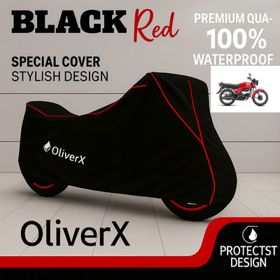 OliverX Waterproof Two Wheeler Cover for Hero(HF Dawn BS6, Black, Red)