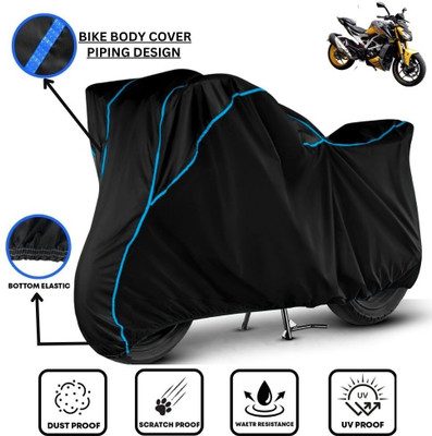 LE PRA Waterproof Two Wheeler Cover for TVS(Apache RTR 310, Black, Blue)