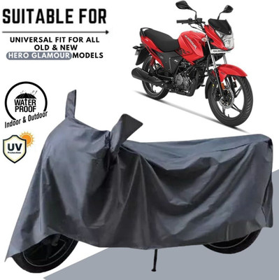 MADAFIYA Waterproof Two Wheeler Cover for Hero(Glamour BS6, Grey)