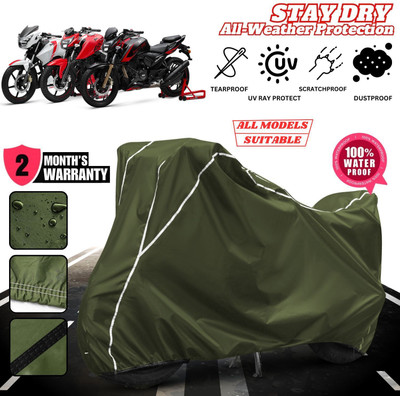 AutoGalaxy Waterproof Two Wheeler Cover for TVS(Apache RTR 160, Green, White)