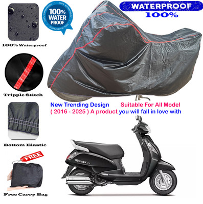 AutoGalaxy Waterproof Two Wheeler Cover for Suzuki(Access 125, Black, Red)