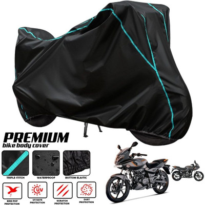 ZAQE Two Wheeler Cover for Bajaj(Pulsar 180F, Black, Blue)