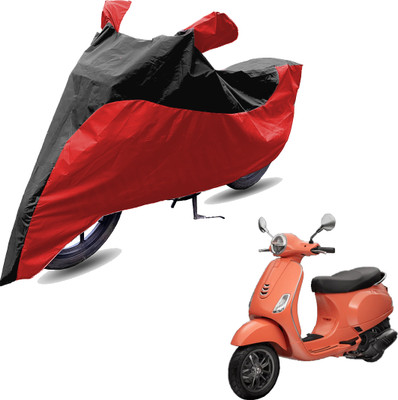 RiderShine Two Wheeler Cover for Piaggio(Vespa LX, Red, Black)