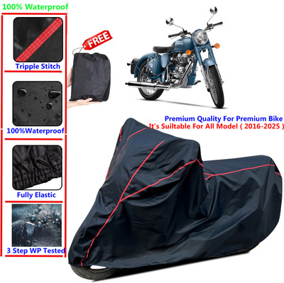 SThanaveX Waterproof Two Wheeler Cover for Royal Enfield(Classic Squadron, Black)