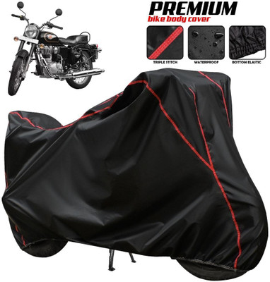OliverX Waterproof Two Wheeler Cover for Royal Enfield(Bullet 350 New BS6, Black, Red, Multicolor)