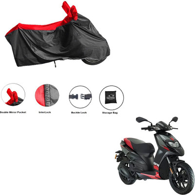 RiderShine Waterproof Two Wheeler Cover for Aprilia(SR 125, Black, Red)