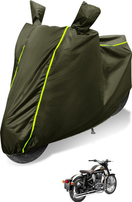 Auto Hub Waterproof Two Wheeler Cover for Royal Enfield(Classic Chrome, Green)