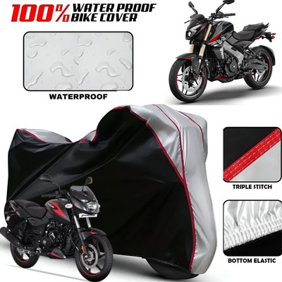 Starvin Waterproof Two Wheeler Cover for Bajaj(Pulsar 125, Black, Silver)
